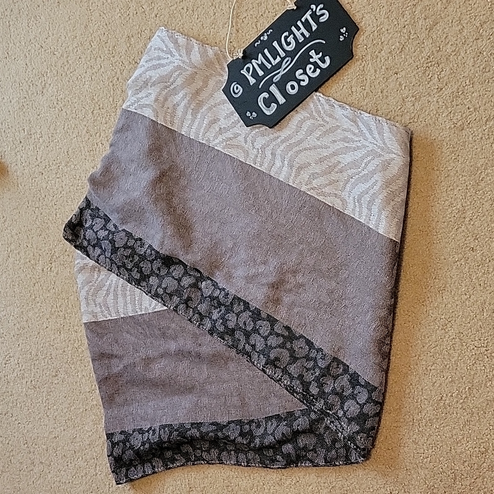 Animal Print Infinity Scarf Black Gray Zebra Leopard Giraffe